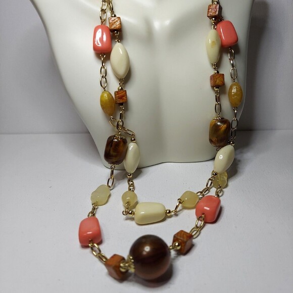 Necklace Fall color beads Variety colors and sizes 30" - Picture 1 of 8